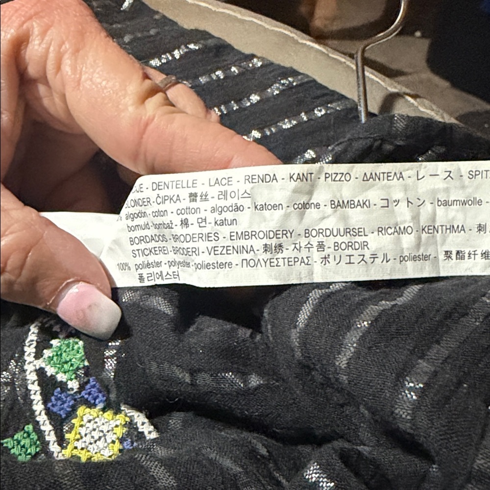 Zara Woman NWOT Embroidered Black Bell Sleeved Fringed Boho Festival Top Size XS - Picture 10 of 11